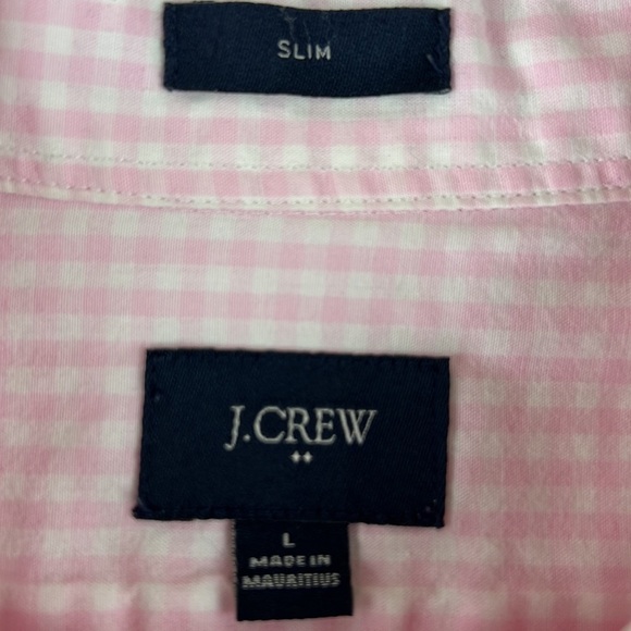 J Crew Factory slim fit pink &white gingham button down shirt - Picture 3 of 7